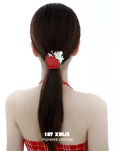 オリジナルデザインのアップルドッグポニーテールクリップ【ヘアアクセサリー・高級感】