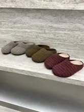 粗いロープ編みのつま先付きスリッパ【厚底・女性用・カジュアルデザイン】（セットアップ対応）