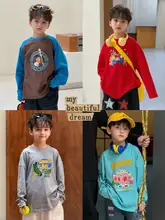 長袖Tシャツ キッズ ボーイズ 綿100% カートン柄 インナ  ー トップス 春