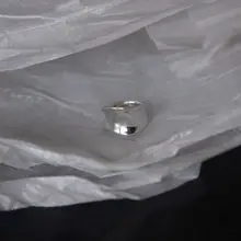 925純銀製 開口リップリング【不規則な波形・ハンドメイド・折り返しデザイン】