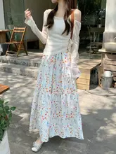 フラワープリントのハイウエストAラインスカート【女性用・エレガント・ロング丈】（セットアップ対応）
