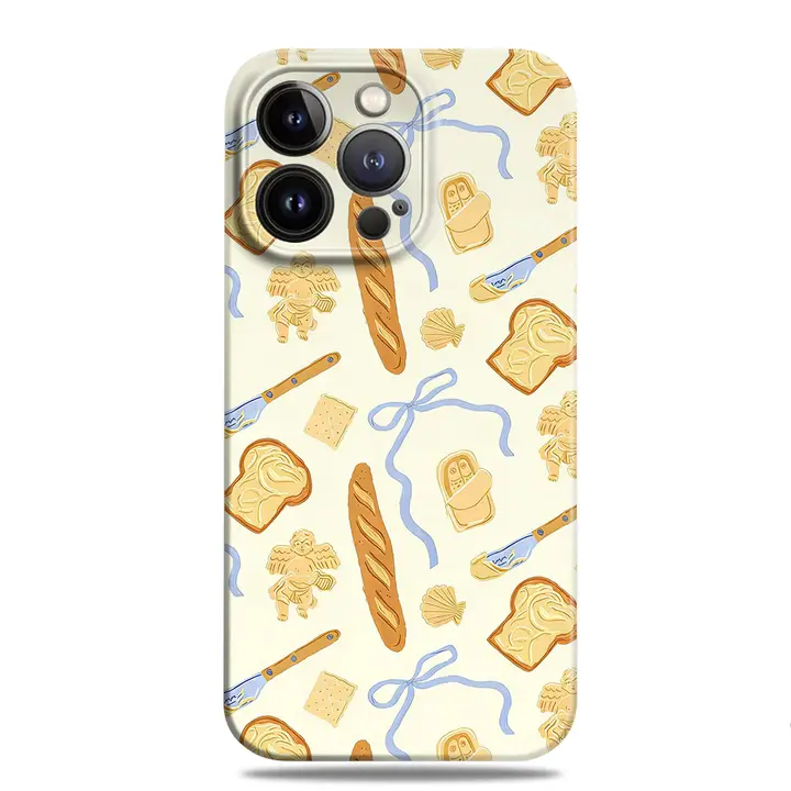 バター風パンデザインのスマホケース【iPhone対応・全包型・マグネット式】