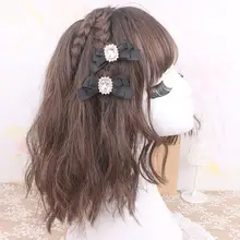 パール手作りリボンヘアアクセサリー【可愛い・水晶飾り・クリップタイプ】（セットアップ対応）