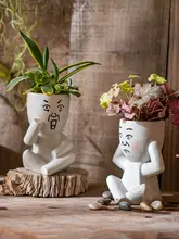植木鉢 多肉植物用 見ざる言わざる聞かざる ホワイト ペイント キュート 置物 インテリア雑貨