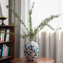 青花瓷の陶器製花瓶【新中式・テーブル装飾用・上品なアートデザイン】