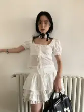 NOTJUSTHIM フリルデザイン ペチコート付きミニスカート【重厚感あるレース・多層構造】