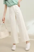 白色の天絲製ワイドパンツ【夏用・ハイウエスト・フィット・ストレート】