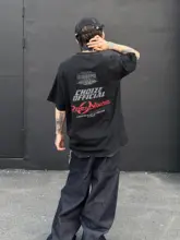 アメリカンビンテージ風 洗い加工ラウンドネック半袖Tシャツ【男女兼用・オーバーサイズ・ストリートファッション】
