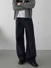 ヴィンテージ風ウォッシュ加工ストレートデニムパンツ【ユニセックス・リラクシーフィット・ワイドレッグ・アーチデザイン】