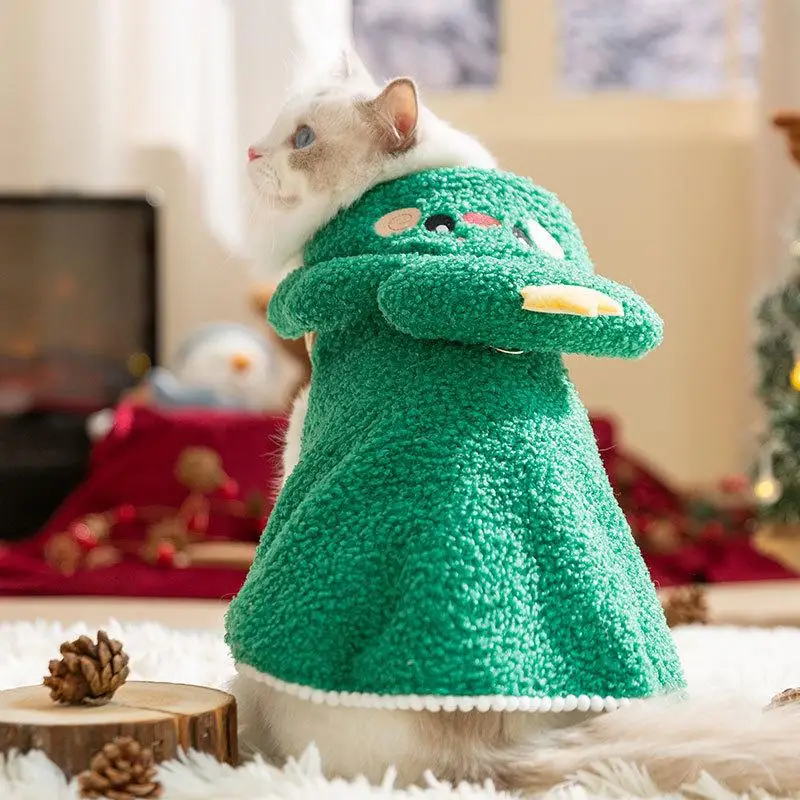 犬猫用秋冬クリスマス対応保温ファッションマント：厚手トナカイ柄フード付きの実用性と選び方