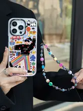 火山石デザインのスマホ用吊り下げストラップ【かわいい笑顔モチーフ・ショートタイプ・iPhoneケース対応】