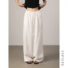 軽やかで快適！天丝混合リネン製の高腰ワイドパンツ【薄手・ウエストゴム】