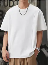 春季新作 男性用 休暇スタイル ラウンドネック 半袖Tシャツ【カジュアルデザイン・色違いの切り替え】