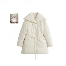 茵曼 防寒刺繍入りダウンジャケット【羽毛なし・冬用・レディース】