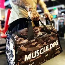 MUSCLE DOG 大容量のキャンバス手提げバッグ【迷彩柄・スポーツ・旅行用】