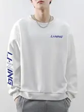 Li-Ning メンズスウェットシャツ【春秋用・無帽・ラウンドネック・長袖・カジュアルコットン】