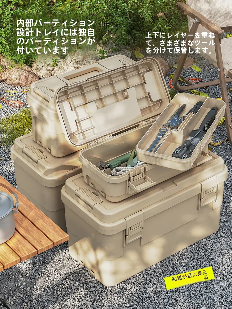 アウトドア収納ボックス【キャンプ用・プラスチック製・工業風デザイン】 春コーデ レディース オートドア