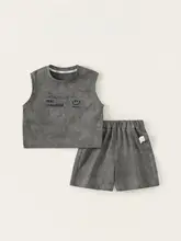 2点セット キッズ ボーイズ ノースリーブTシャツ ショートパンツ タイヤイ ストリート 夏