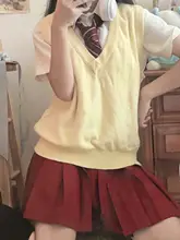 姫物語 綿100% Vネックベスト【シンプルニット・JKスタイル・学生用】