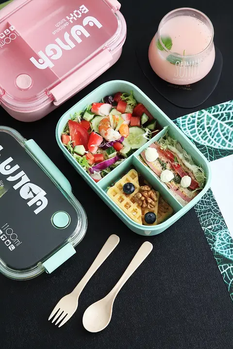 可愛いデザインの日本式弁当箱【電子レンジ対応・プラスチック製・大容量・学生用】