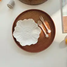 丸型レトロ木製スイーツトレイ【カフェ用・シンプルデザイン・家庭用】