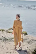 感のあるデザインのワンピース【麻素材・ウエストシェイプ・春夏用】