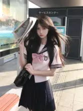 ウエストリボン付きセーラー服風スカート【女子学院風・プリーツデザイン】（セットアップ対応）