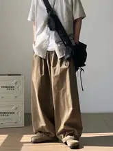 ワイドカーゴパンツ メンズ カーキ ヴィンテージ オーバーサイズ フロア丈 カジュアル「RICHMAN」