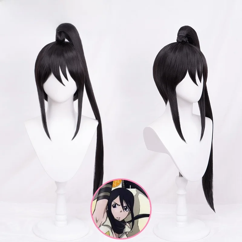 中務椿ウィッグ 黒のポニーテール：アニメキャラクターのコスプレに最適なヘアスタイル