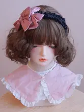 本守造 手作り リボン付きヘッドバンド【ピンク・ブラック・ロリータスタイル・サテン・フリル】
