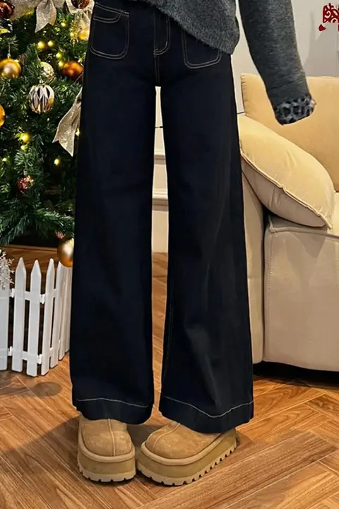 ゆったりしたシルエットのデニムパンツ【カジュアル・体型カバー】（セットアップ対応）
