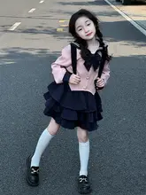 キッズ学院風ドレス【春用・高級感あるデザイン・ショートスカート】（セットアップ対応）