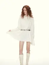 SUREENOUGH オリジナル フランス風レトロ長袖シャツワンピース【女性用】