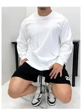 着心地抜群のコットン長袖Tシャツ【ルーズフィット・小さめの襟・春秋用】