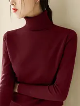 羊毛製 ハイネック長袖ニットインナー【厚手・ゆったりシルエット・ブラウン】