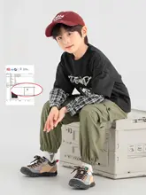チェック柄プリントの長袖スウェットシャツ【子供用・春秋向け・おしゃれデザイン】（セットアップ対応）