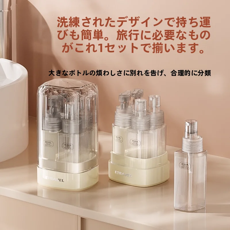 旅行用化粧品分装ボトル3in1：五つの機能で旅行・出張シーンを徹底サポート