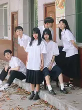 高校生用 夏用白シャツ【ルーズフィット・短袖・卒業式・男女兼用】