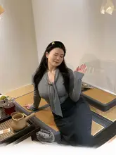 冬にぴったり！リボン付きのカジュアルTシャツ【プルオーバー・女性用・極上の柔らかさ】