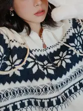 フェアアイル柄のニットセーター【春用・ゆったりデザイン・女性用】
