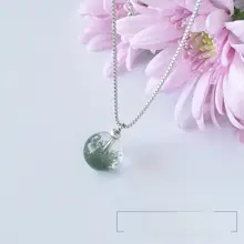 天然緑幽霊のペンダント【S925純銀・シンプルなクリスタルビーズ・ロングネックレス】