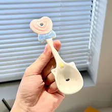 かわいい手描き陶器製スプーン【子供用・カートゥーンデザイン・家庭用】