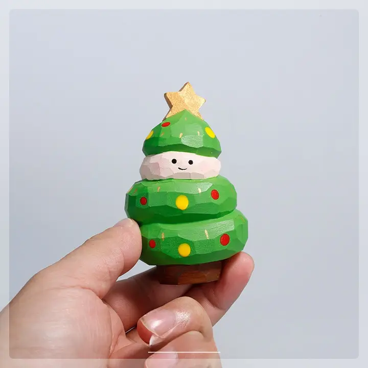 木製 クリスマスツリー 置物 ハンドメイド 木彫り かわいい ユニーク 卓上 インテリア オブジェ キッズ 男の子 女の子 クリスマス バレンタイン ギフト