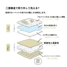 珍珠绒シリーズの月下花園デザインのクリームカラーのペルシャ絨毯【リビング用・二重構造・取り外し可能・機械洗い対応】