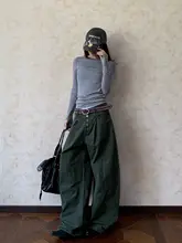 おしゃれなデザインのワイドレッグ工装パンツ【ストリートスタイル・皺加工・ボタン付き】（セットアップ対応）
