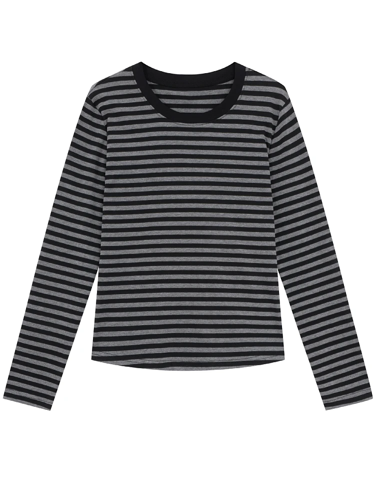 ボーリングシャツのコーデで失敗しない方法は？李柒七のボーダー柄ロングスリーブTシャツが解決する