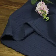 ストライプ刺繍高支棉微弾力生地【深青・衣料用】