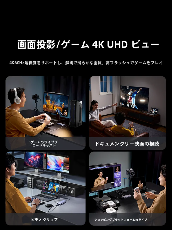 Type-CからHDMIへの変換アダプタ【音声キャプチャ・ゲーム録画対応・USB3.2拡張】