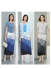 カラーコンビネーションのロングスカート【膝下丈・夏用・女性用・高級感あるデザイン】