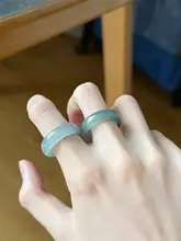 天然A貨の翡翠ブルーリング【男女兼用・シンプルデザイン・カップル向け】